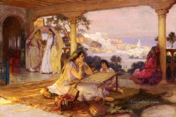 Una terraza oriental árabe Frederick Arthur Bridgman Pinturas al óleo